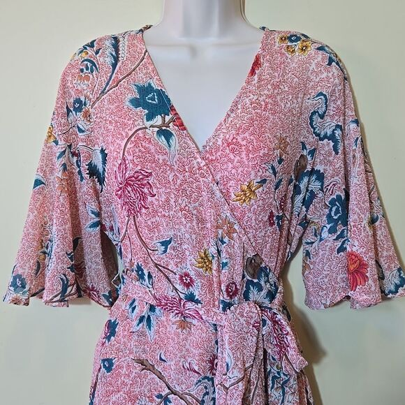 Anthropologie Maeve Adelaid Floral Wrap Dress XS Flutter Fairy Baby Shower - Picture 5 of 16